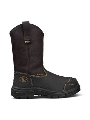 240MM BROWN PULL-ON RIGGERS BOOT - CAUSTIC & 100% WATERPROOF 